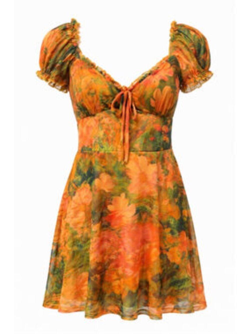 Urban Outfitters Orange/Green Floral Mini Dress